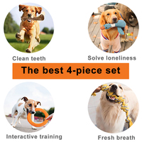 4 sztuk zabawki dla psów Pet Bones Ball latające dyski Squeak Chew miękka zabawka zestaw małych i dużych psów Lnteractive szkolenia zestaw zabawki dla szczeniąt dla 4